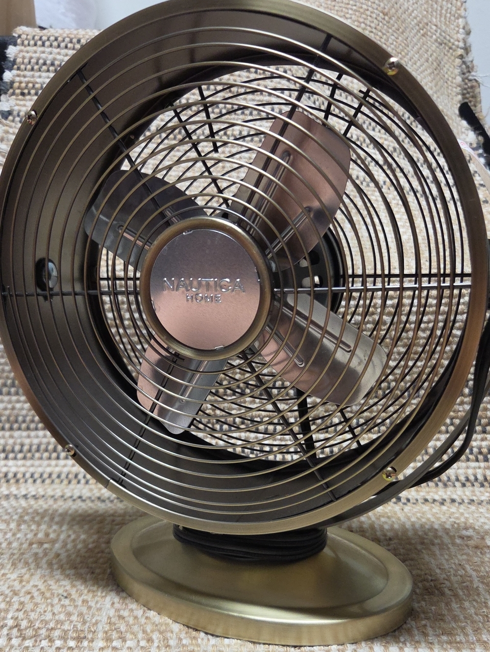 Nautica Home Antique Brass Retro Table Fan Industrial Metal Desk Fan